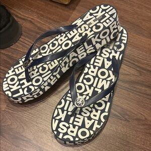 Michael Kors Navy and White Logo Sandals
